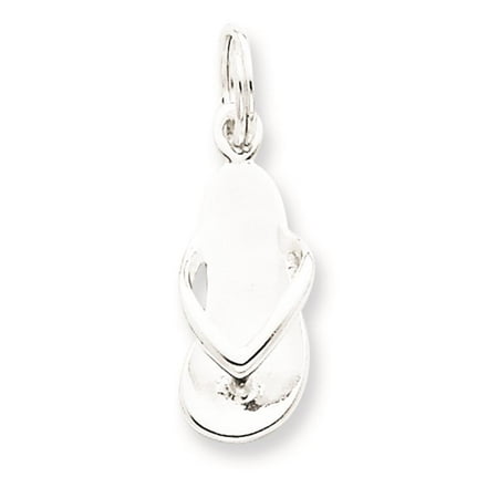 925 Sterling Silver Flip Flop Solid & Polished Engravable Charm Pendant