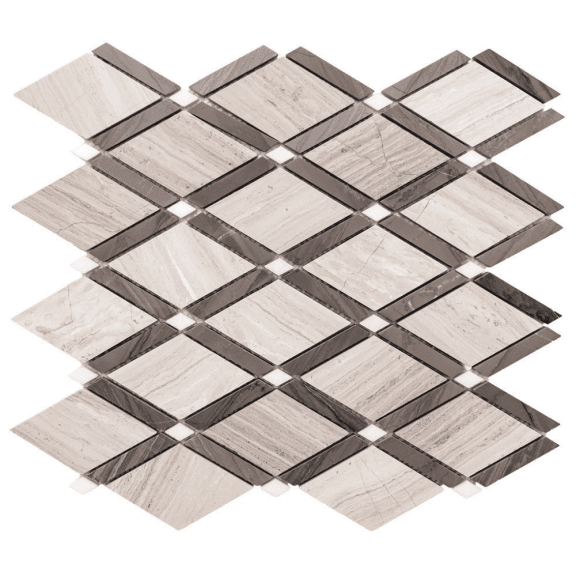 The Tile Life Santorini Diamante 2" x 2" Athens Gray Polished Marble Mosaic Wall Tile, 1 Sheet