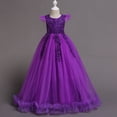 thumbnail image 5 of Fgnfyis Girls Dress Long Flowy Summer Formal Gown for Piano Performance Party Wedding Toddler Girl Dress Purple 13-14 Years, 5 of 6