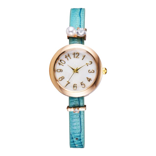 Reloj de pulsera de cuarzo informal de moda simple con correa de PU para regalo (verde)