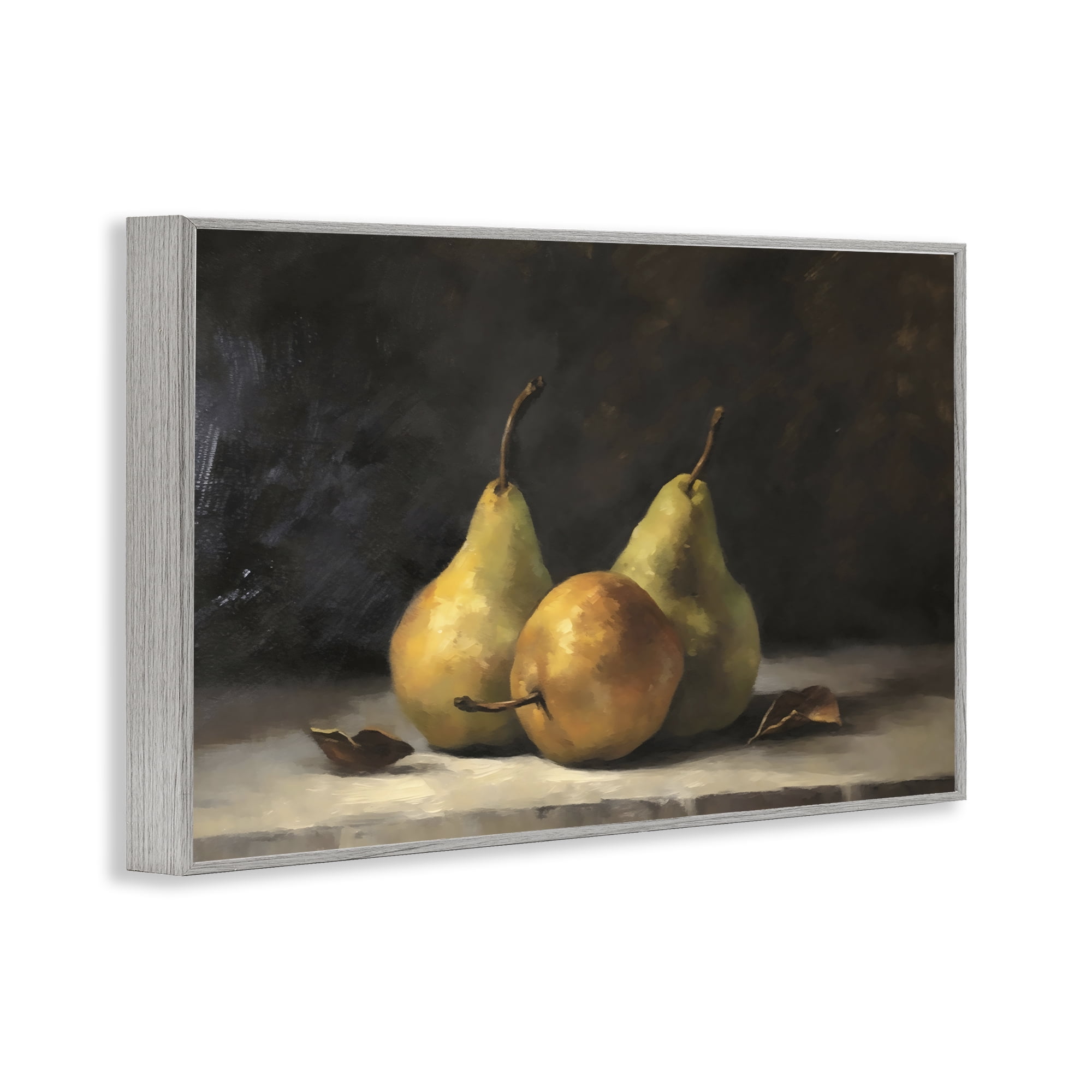 Stupell Industries Three Pears on Marble Gray Framed Giclee Art, design by Creative Studio