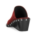thumbnail image 4 of YDN Women Pointed Closed Toe Rivets Studded Clogs Mules Slip On Wedge Mid Heel Slides Sandals Casual Daily Wear Shoes Size 7 Red, 4 of 4