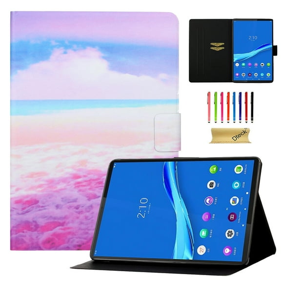 Dteck Case for Samsung Galaxy Tab A8 10.5 Inch 2022 SM-X200/X205/X207 with Credit Card Slots Pencil Holder, Cute Pattern Folio Flip Stand Case,Pink Marble