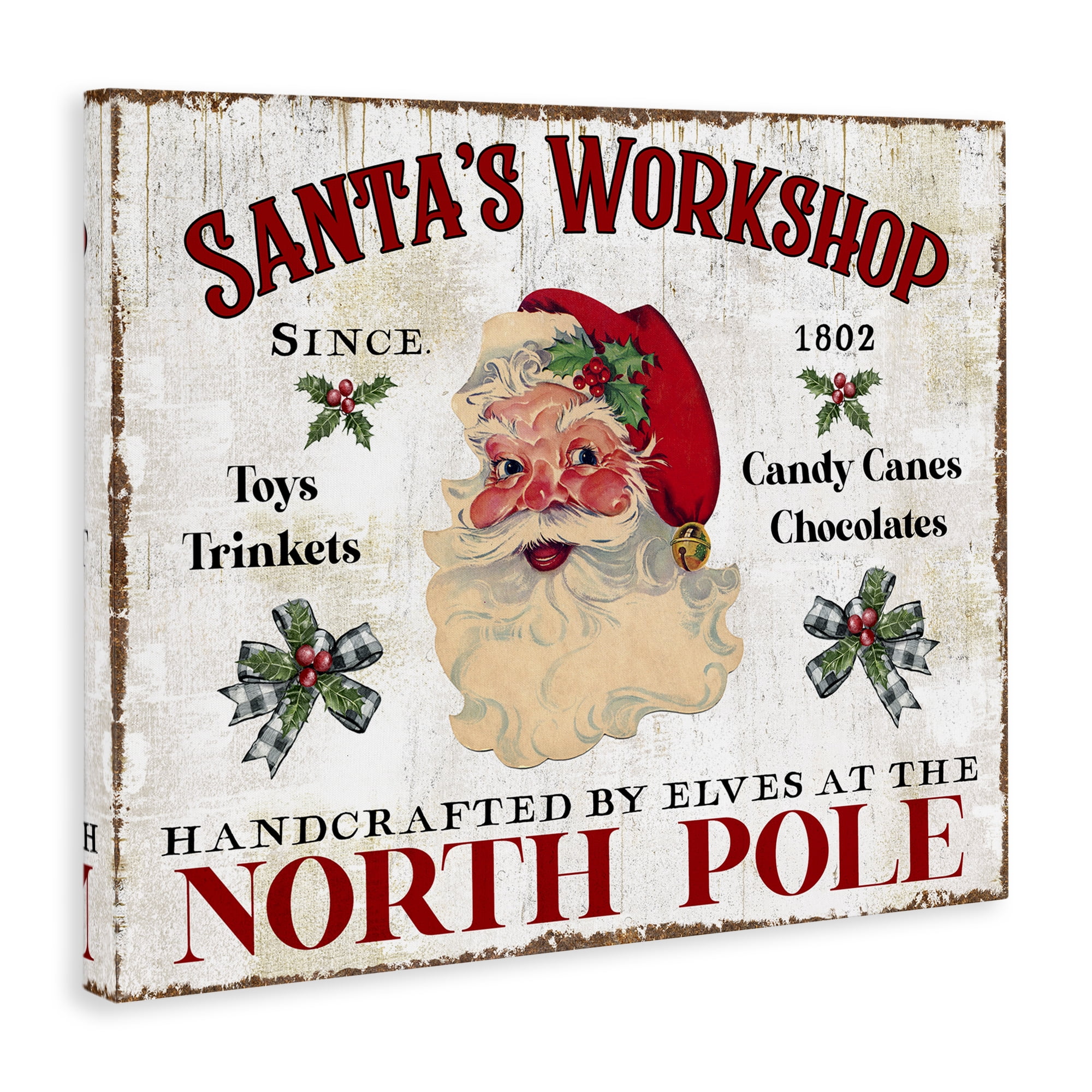 Stupell Industries North Pole Santa's Workshop Holiday Painting Gallery Wrapped Canvas Art Prints Wall Art, 48 x 36
