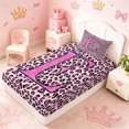 thumbnail image 5 of meiyoeat Glitter Leopard Print Letter E Twin Sheet Sets, Girls Teens, Pink Sparkle Monogrammed Bedding, 3-Piece, 1 Flat Sheet, 1 Fitted Sheet and 1 Pillowcase, 5 of 6