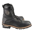thumbnail image 2 of Milwaukee Leather Men's Classic Black Leather Lace-Up Logger Boots w/ Side Zipper MBM9095 8, 2 of 10