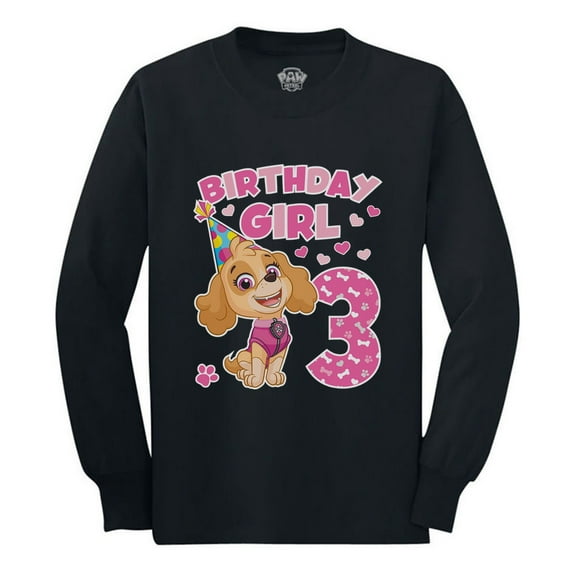 Paw Patrol Skye 3rd Birthday Tstars Toddler's Long-Sleeve T-shirt - Girls' Birthday Graphic Tee - Birthday Gift for Three-Year-Old - Nickelodeon-Themed Kids' Apparel - Perfect for Birthday Parties