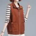 thumbnail image 6 of Pounoo Gift Corduroy Vest Jacket for Women Sleeveless Zipper Waistcoat with Pocket, 6 of 7