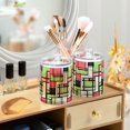 thumbnail image 3 of Yayeee 4 Pack Qtip Holder Bathroom Cotton Swab Canister with Lid Clear Dispenser Set, Green Abstract Geometric, 3 of 6