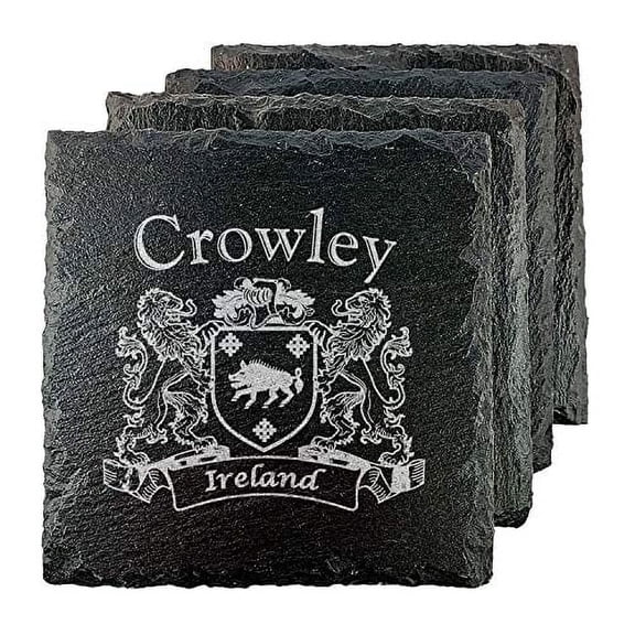 Crowley Irish Coat of Arms Slate Coasters - Set of 4