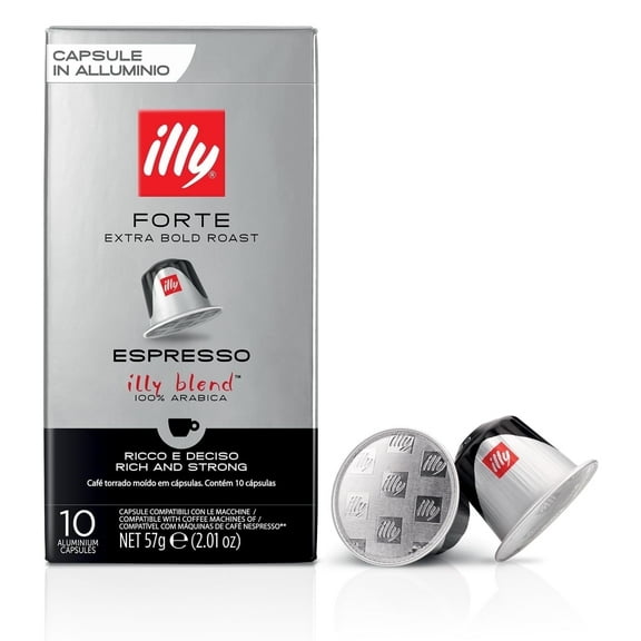 Illy Espresso Compatible Capsules, Forte Extra Bold Roast, 100% Arabica, 10 Count