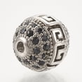 thumbnail image 2 of 5 pc Brass Micro Pave Cubic Zirconia Beads Hollow Round Black Platinum 10mm Hole: 1.6mm, 2 of 2