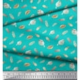thumbnail image 2 of Soimoi Green Cotton Poplin Fabric Bird & Feather Printed Fabric 1 Yard 56 Inch Wide, 2 of 3
