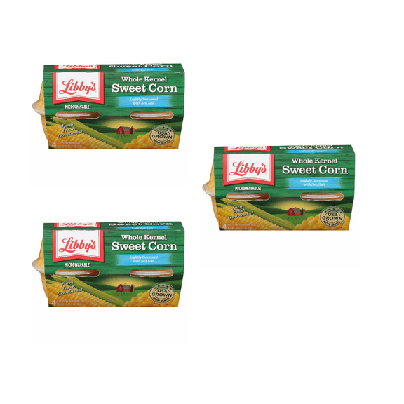 Libby's Whole Kernel Sweet Corn Cup, 4 oz Pack of 3, Sweet Corn Cup, Single-Serve Vegetables, Healthy Snack, Easy-to-Open Snack, Quick and Tasty, Perfect for Lunches