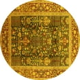 thumbnail image 1 of Ahgly Company Indoor Round Oriental Yellow Traditional Area Rugs, 7' Round, 1 of 4