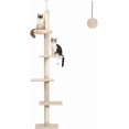 thumbnail image 3 of Floor to Ceiling Cat Tree  Tall Cat Tower Inches Adjustable  Cactus Cat Tree with Extra Thick Scratching Posts  Replaceable Hammock and Soft Perch for Indoor Cats, 3 of 6