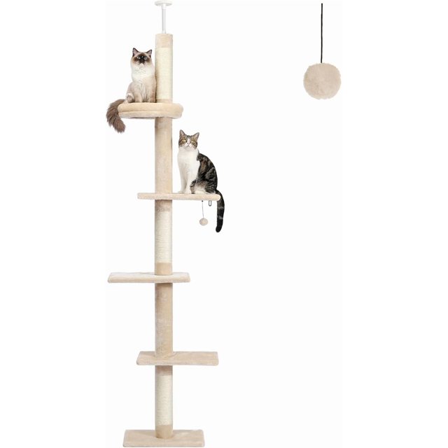 Floor to Ceiling Cat Tree Tall Cat Tower Inches Adjustable Cactus Cat Tree with Extra Thick Scratching Posts Replaceable Hammock and Soft Perch for Indoor Cats