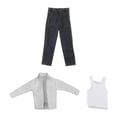 thumbnail image 3 of Figuras de acción 1/12, conjunto de camisa y pantalones , decoración de muñecas, ropa de muñeca de moda negro, 3 of 9