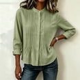 thumbnail image 5 of CHGBMOK Women's Fall Tops Crew Neck Long Sleeve Shirts with Button Down Casual Pleated Blouses, 5 of 6