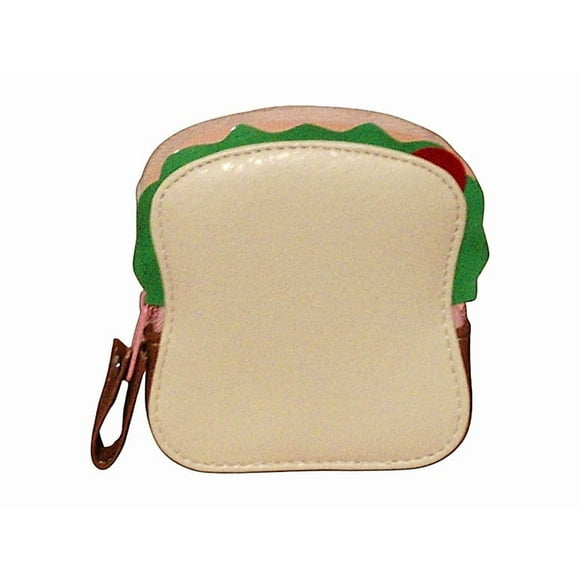 Monedero en forma de SANDIWCH, Diseño de COMIDA, Forma Cuadrada, Color Beige, Moda Kawaii. Novedoso y Encantador.