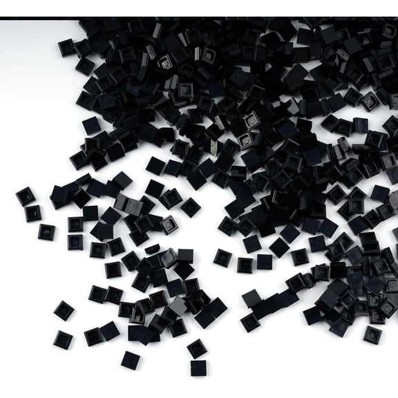 Classic Building Blocks 1×1 Square Tiles: Dots 1500pcs Flat Bricks Parts and Pieces, Smooth Plate Pixel Art Mosaic Bulk Lot Black