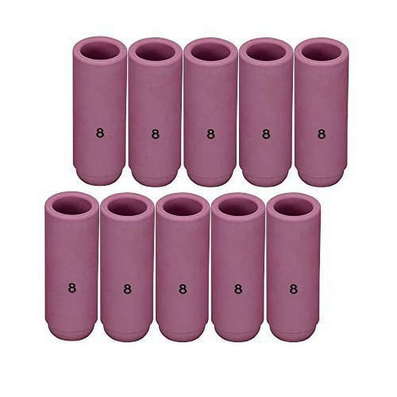 Click image to open expanded view      VIDEO TIG Alumina Nozzles Ceramic Shield Cup Fit DB PTA SR WP 17 18 26 TIG Welding Torch 10pk (#8 10N46 1/2" Orifice & D12.5 x 47mm)
