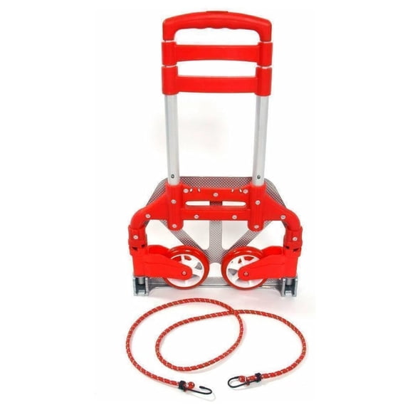 Folding Hand Truck Aluminum Portable Folding Hand Cart 165lbs Capacity Hand Cart and Dolly Ideal for Home, Auto, Office,Travel Use (Red)