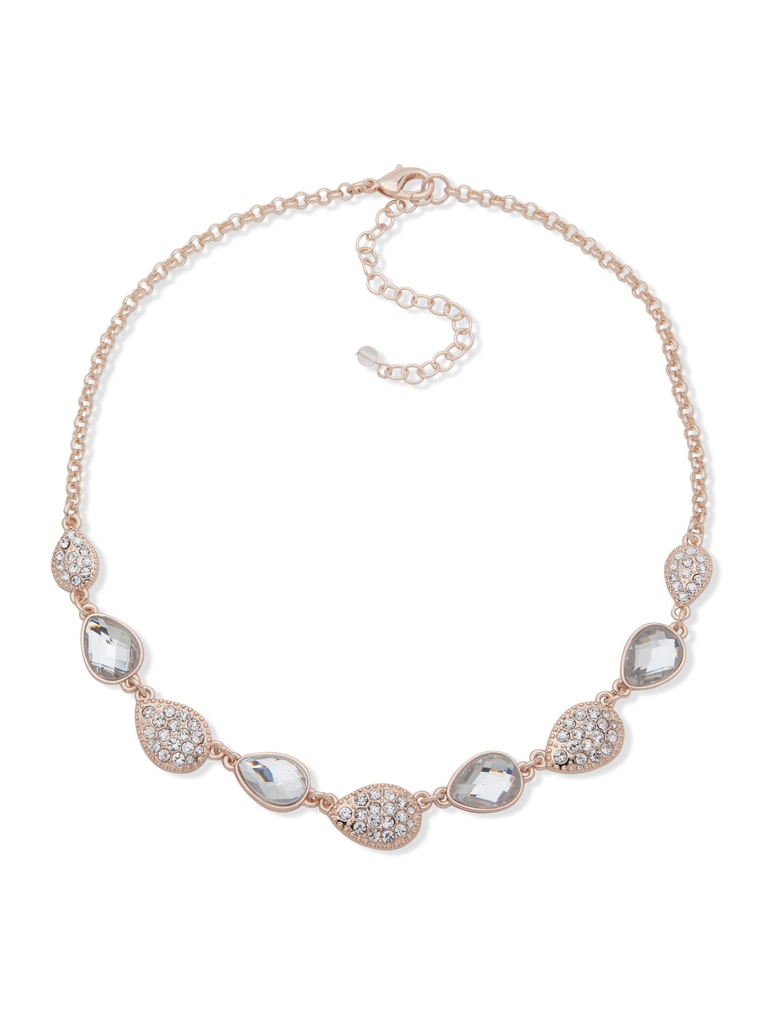 You're Invited Womens Rose Gold Tone Crystal Frontal Necklace, 16' Length