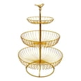 thumbnail image 1 of AMLESO 3 Layer Vegetable Fruit Wire Basket Stand Detachable Tray for Kitchen Sturdy Golden Top Bird, 1 of 8
