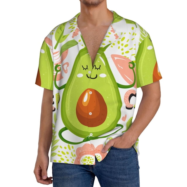Fotbe Avocado Keep Calm Camisa Estampada de Manga Corta para Hombre, Casual de Verano, Estilo Playero, Sin Arrugas-4X-Large