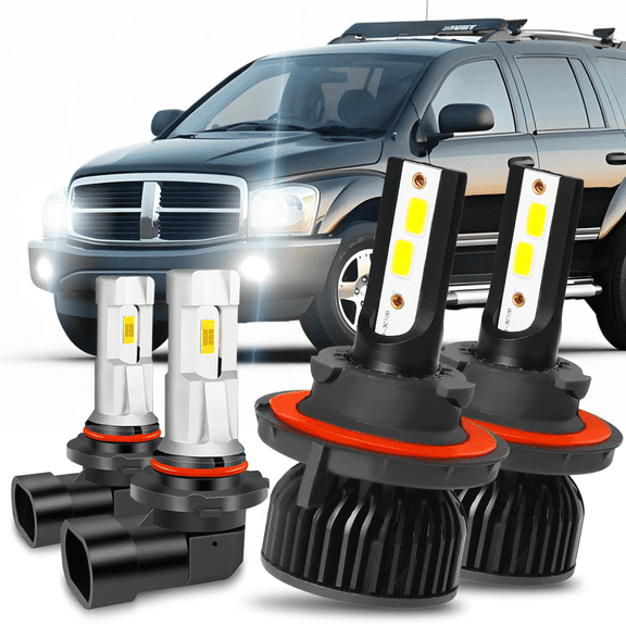 For Dodge Durango 2004-2009 LED Headlight Bulbs,9008/H13 High Beam and Low Beam and 9006 Fog Light Bulbs,Pack of 4