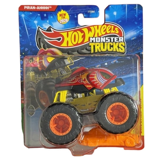 Mattel - Hot Wheels Monster Truck Beast Bashers - PIRAN-AHHHH & CRUSHED CAR [JHY46]