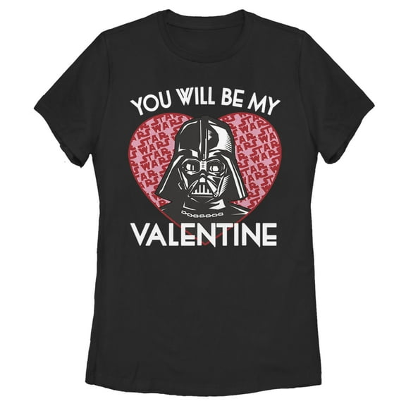 Women's Star Wars Valentine Darth Vader Invitation  Graphic Tee Black X Large