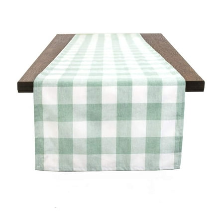 

Fennco Styles Country Buffalo Check Soft Table Runner 16 x 72 Inch - Green Check Table Cover for Everyday Use Picnic Family Gathering Indoor Outdoor Parties and Special Occasion