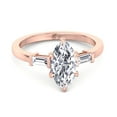 thumbnail image 2 of Malibu - Moissanite Marquise Cut Lab Diamond Engagement Ring With Baguette Sidestones, 2 of 4