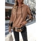 thumbnail image 5 of Sudadera con Capucha de Larga para Mujer, Estilo Patchwork A Cuadros, con Abertura Lateral, Ideal para Otoño e Invierno. Marrón L, 5 of 9