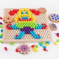 thumbnail image 3 of 1 pack of 250 mushroom nail toys children's diy handmade bead puzzle wooden pixel painting mushroom cubes, preschool fun puzzle, 3 of 5