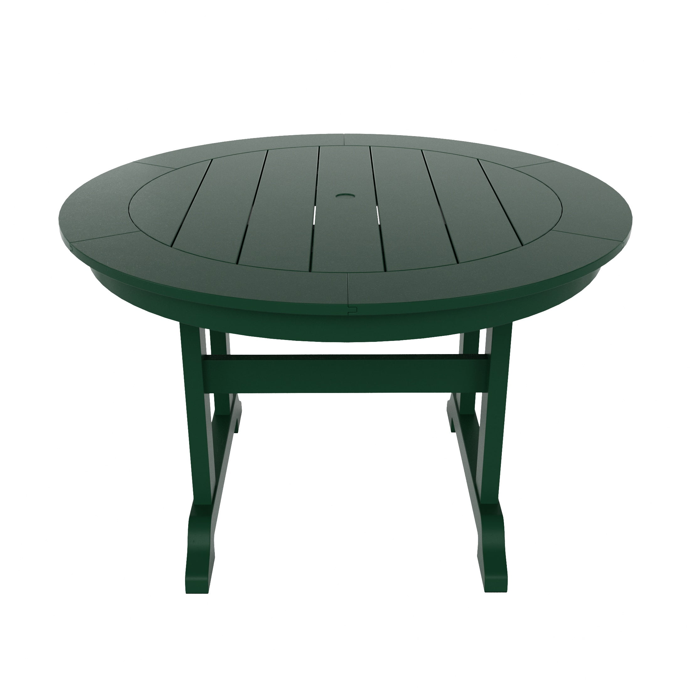 WestinTrends Malibu 5 Piece Adirondack Patio Dining Set, All Weather Poly Lumber Outdoor Table and Chairs Furniture Set, 47" Trestle Round Dining Table and 4 Adirondack Dining Chair, Dark Green