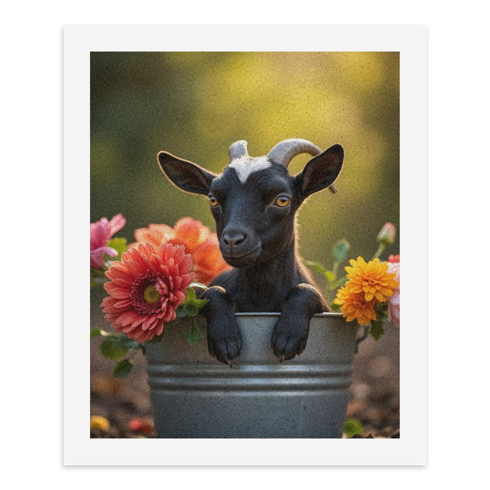 Paint By Numbers Kit for Adults Beginner - DIY Adorable Goat In Flower Pot Canvas Painting Kits for Adults, Frameless Paint By Number for Adults for Home Wall Decor 16x20 Inch