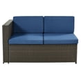 thumbnail image 4 of Loya 9 Piece Patio Sectional Sofa Set with Coffee Table, Rattan Frame, Blue- Saltoro Sherpi, 4 of 6