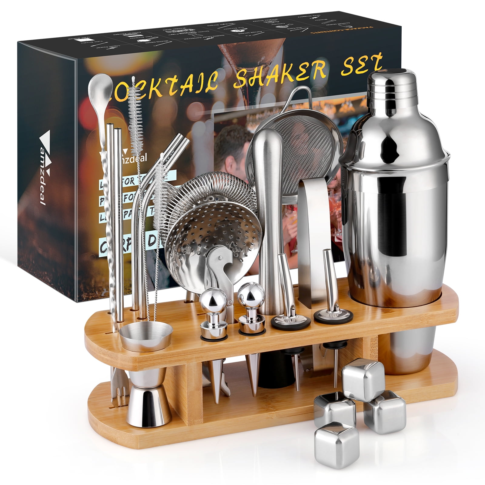 17oz Pro Cocktail Shaker Set Drink Maker Mixer Bar Tool Martini Bartender Kit 