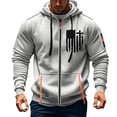 thumbnail image 2 of Babcutegg Mens Full Zip Hooded Jacket Drawstring Casual Graphic Athletic Track Coat with Pockets Gray Size 2XL, 2 of 4