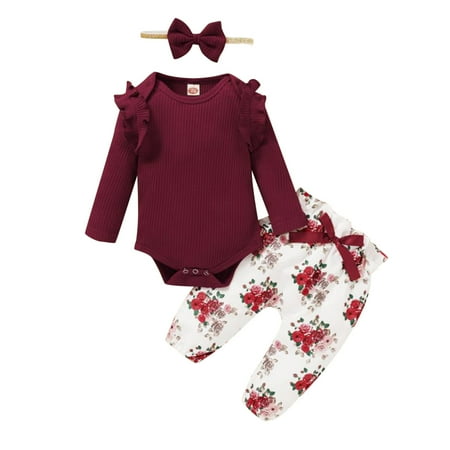 

KI-8jcuD Girls Dance Outfit Baby Girls Long Sleeve Solid Ribbed Romper Tops Flower Print Pants With Headbands Outfit Set Clothes 3Pcs Baby Blankets And Headband Baby Saddle Blanket For Teen Girls Sw