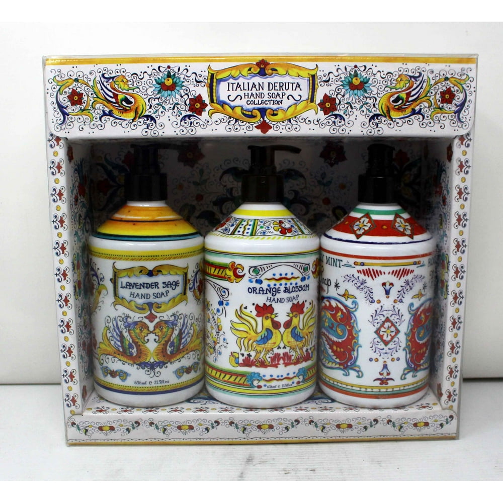 Italian Deruta Hand Soap Collection Lavender Sage, Orange Blossom