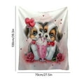 thumbnail image 3 of Cute Couple Dog Kids Throw Blanket, Valentine's Romantic Bed Blanket for Couple ,Cartoon Puppy Cat Animal Pet Fleece Blanket,Red Pink Fuzzy Blanket,, 3 of 6