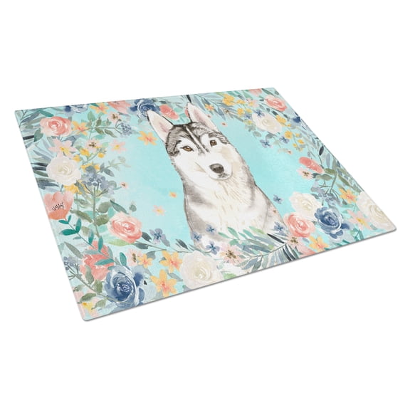 Carolines Treasures CK3408LCB Siberian Husky Glass Cutting Board Large, 12H x 16W, multicolor