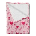 thumbnail image 2 of Love Soft Flannel Fleece Blanket, Pattern with Silhouettes of Angel Heart Bird and Calligraphic Text Love Artwork Print, Cozy Plush for Indoor and Outdoor Use, 60" x 80", Rose Pink, by Ambesonne, 2 of 5