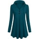 thumbnail image 3 of Gibobby Playeras Deportivas Blusas sexys con cuello en V para mujer, blusas tipo túnica con capucha de manga larga, suéter con botones, sudadera con capucha, sudaderas suaves y cálidas（Aqua， M), 3 of 5