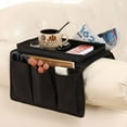 thumbnail image 4 of LAMIRO Sofa Armrest Organizer With Cup Holder Tray Chair Arm TV Remote Holder For Recliner Couch Armchair Caddy Bedside Storage Pockets Bag For Cellphone Tablet Book Magazines, 4 of 6