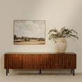 thumbnail image 5 of Homestock Coastal Charm Media Cabinet - Solid Acacia & Mdf, Matt Brown Finish, Iron Legs, Soft Close Glides, 74" X 18.5" X 22", 5 of 5